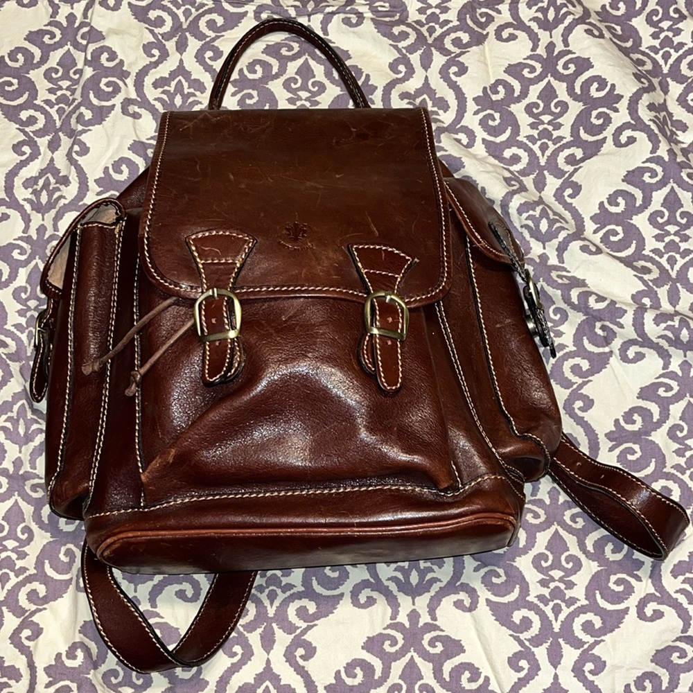 Cognac Italian Leather Backpack